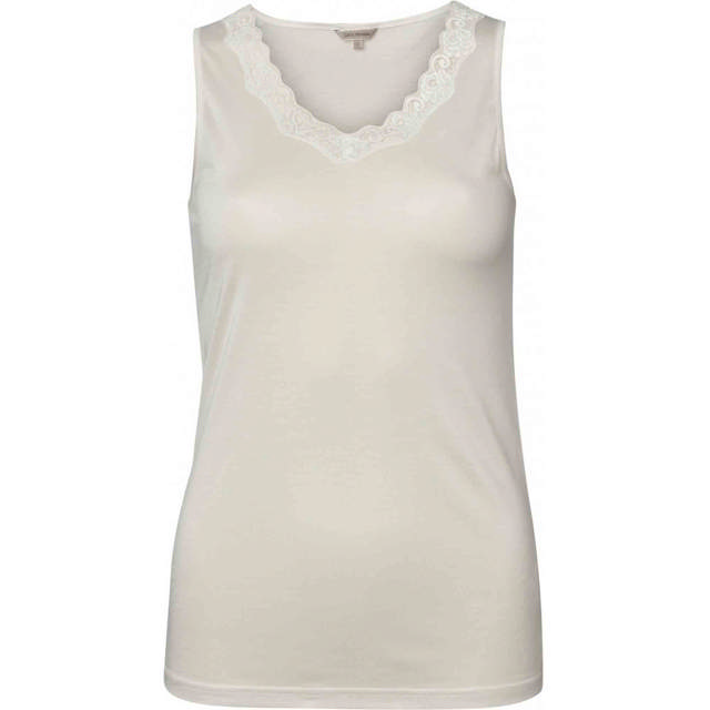 Silk Jersey Tank Top med spets Off-White