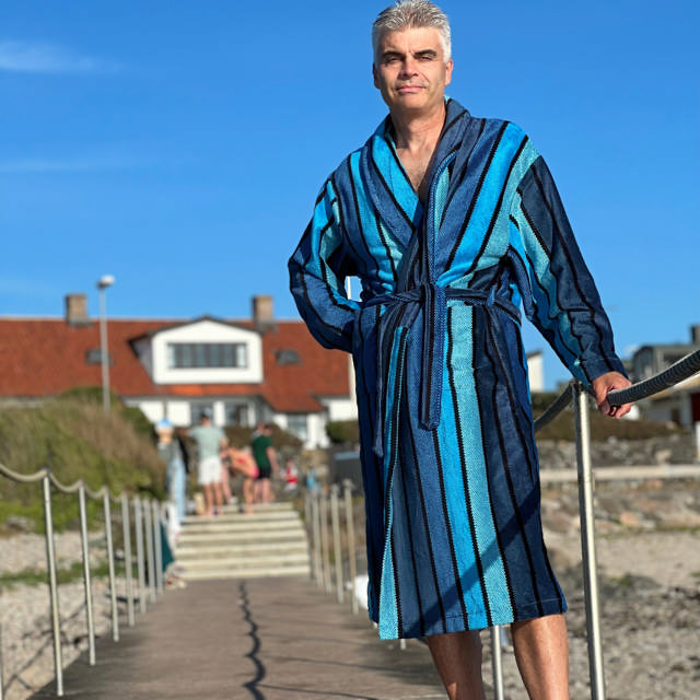 Torekov Morgonrock Unisex Blue Stripe