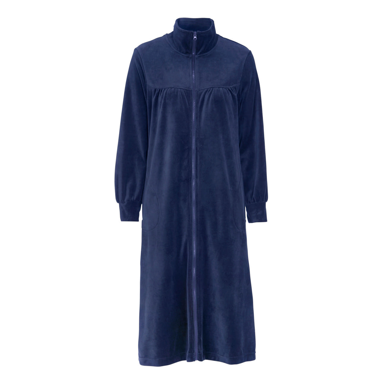 Morgonrock Velour med Blixtlås Navy