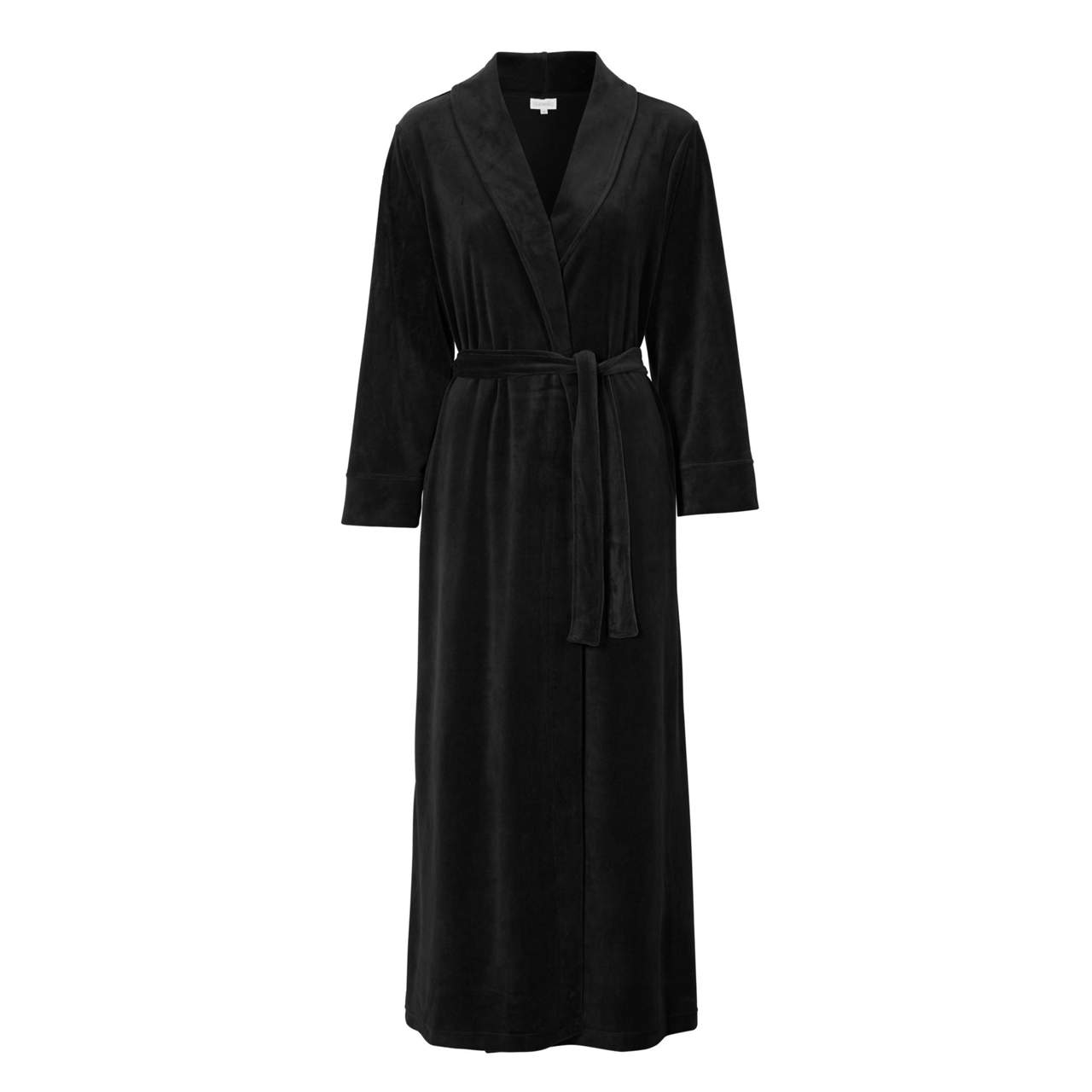 Morgonrock Velour  Med Sjalkrage Black