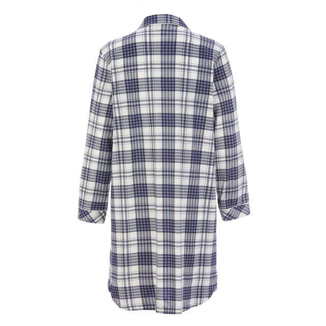 Nattskjorta Lång Ärm Rutig Navy