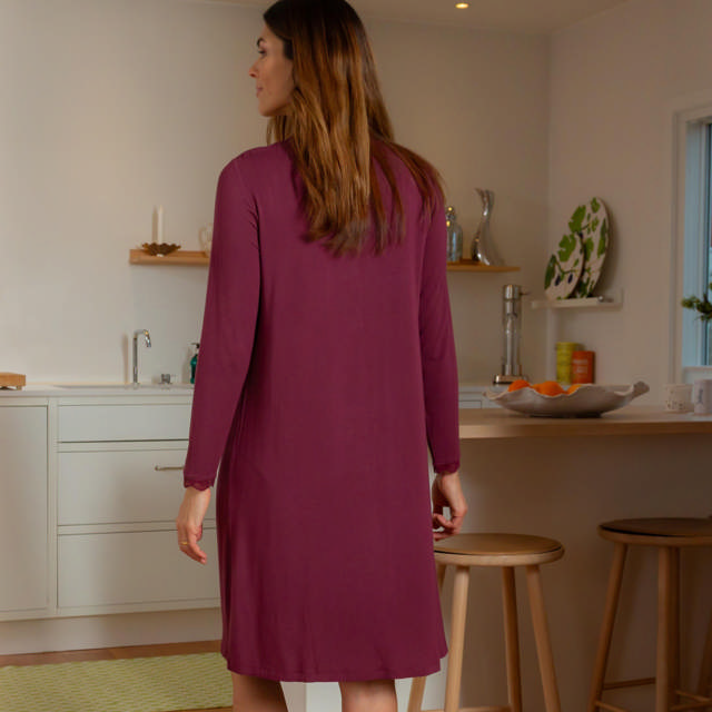 Nattlinne Lång Ärm Bordeaux